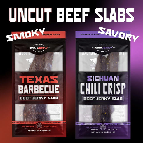 44 4 OZ (1 Pack) MaxJerky Texas Barbecue Beef Jerky Uncut Slab, Grams of Protein
