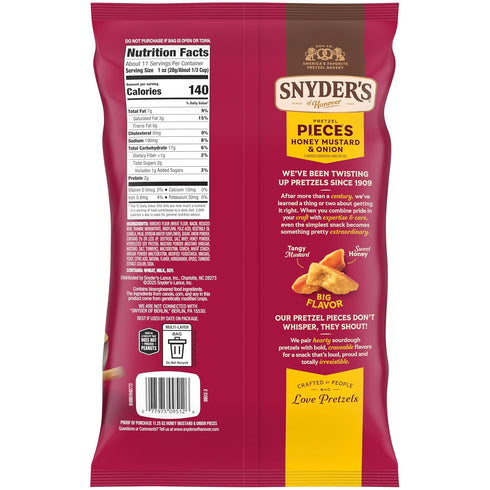 11.25 Oz Snyder's of Hanover Honey Mustard & Onion Flavored Pretzel Pieces