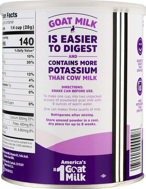 12 Meyenberg Whole Powdered Goat Milk, Vitamin D, Ounce