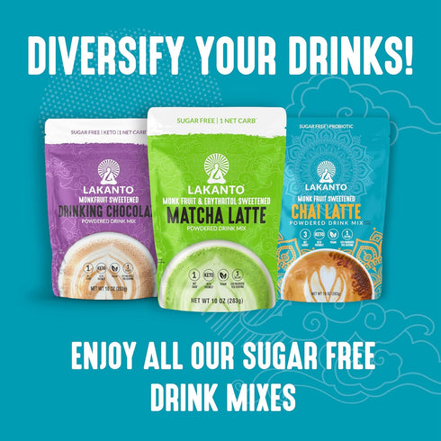 (9.9 Oz) Lakanto Sugar Free Chai Latte Drink Mix - Monk Fruit Sweetened, Cold or Hot Chai Tea, Vegan, Probiotics, Rich