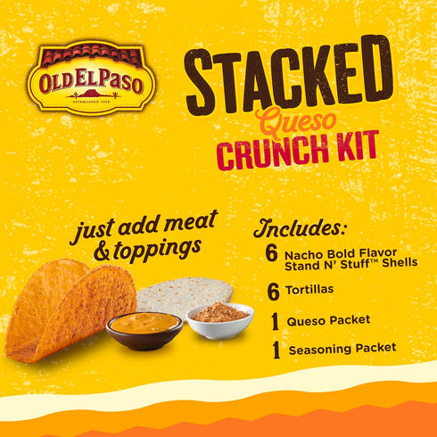 6-count, 13.25 oz. (Pack 2) Old El Paso Stacked Queso Crunch Taco Kit