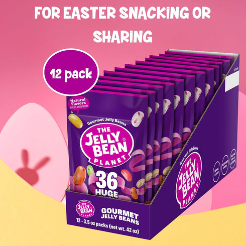 12 Pack 3.5oz 36 Packs The Jelly Bean Planet, Gourmet Jelly Beans Grab Bags - of Individually Wrapped Jellybeans