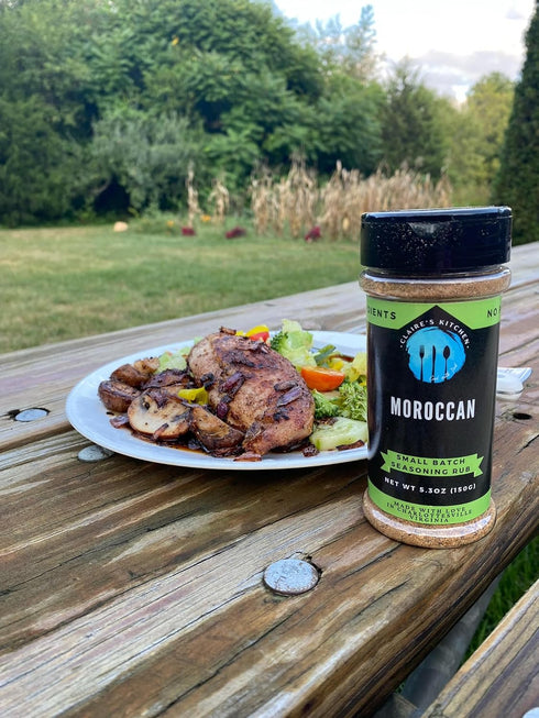 4.5oz Claire's Kitchen Moroccan Seasoning Rub/Savory All Natural Blend/Lemon, Pepper, Garlic Rub/Poultry, Steak, Pork