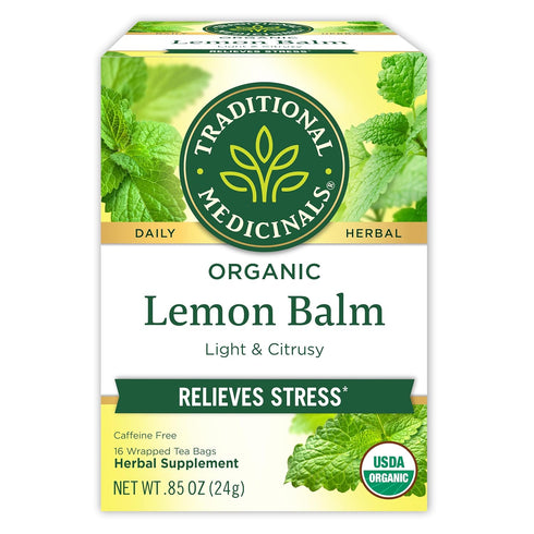 Traditional Medicinals Organic Lemon Balm Herbal Tea, Calming and Supports Digestion, 16 Tea Bags (Pack of 1)