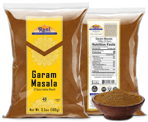 11-Spice 3.5oz (100g) Rani Garam Masala Indian Blend ~ All Natural, Salt-Free | Vegan | No Colors | Gluten Friendly |