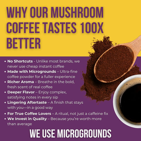 Immune 20 Packets Grateful Earth Mushroom Coffee, Coconut Instant Coffee with Lions Mane Mushrooms, Chaga, Turmeric