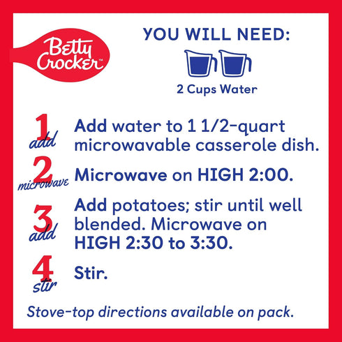 4 oz (Pack 8) Betty Crocker Creamy Butter Mashed Potatoes, Made with Real Potatoes