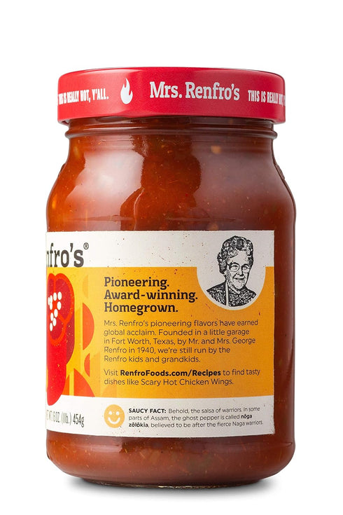 Pack (16-oz. 2-pack) Mrs. Renfros Salsa Hot Variety Habanero, Ghost Pepper jars