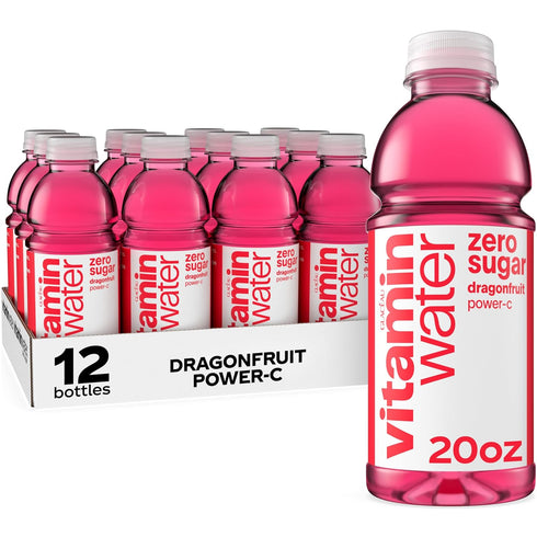 vitaminwater zero sugar power-c, electrolyte enhanced water w/vitamins, dragonfruit drinks, 20 fl