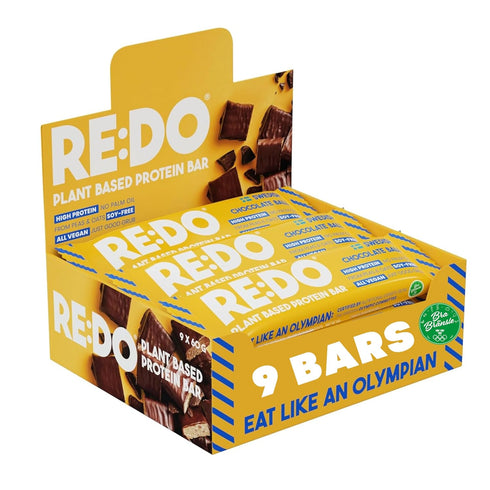 RE:DO Plant-Based Swedish Chocolate Ball Plant-Based Protein Bars, 9 Bars, 12g Vegan