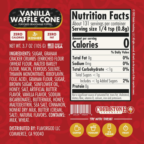 0 0 Cold Stone Creamery Ice Cream Seasoning Toppers by FlavorGod - Healthy Dessert Toppers - Calories, Sodium, Kosher