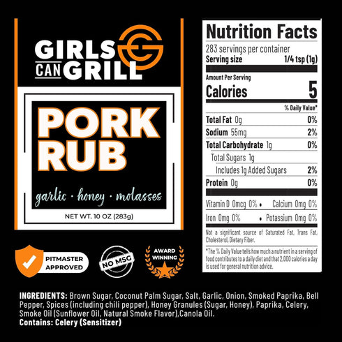 10 oz Girls Can Grill Pork Rub | Award Winning Barbecue Seasoning for Pork Butt, Pork Chops, Pork Tenderloin, Bacon