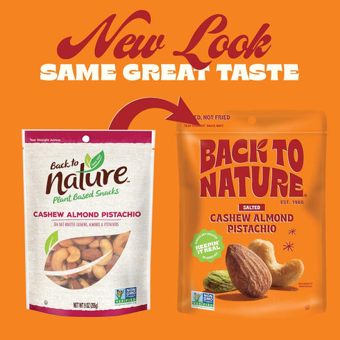 9 Back to Nature Premium Nut Mix - Cashew, Almond & Pistachio Blend, Dry Roasted with Sea Salt, Non-GMO High Protein
