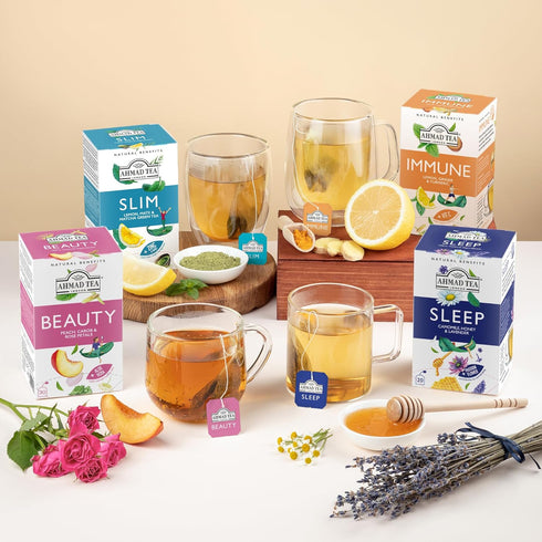 Pack 60 6 Ahmad Tea Natural Benefit Functional Tea Selection | Green teas, Fruit & Herbal Infusions | Perfect herbal
