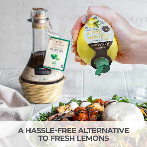 100% 6.7oz (3 Pack) Tuscanini Sicilian Lemon Juice, Not from Concentrate, Lemon Shaped Squeeze Bottle No Water Added |