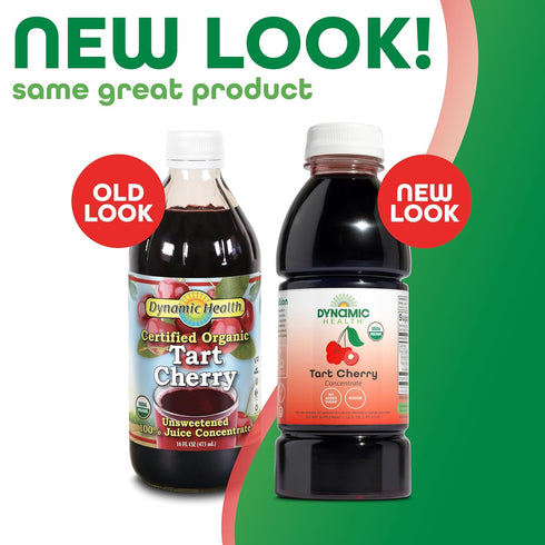 100% (16oz) Dynamic Health Organic Tart Cherry Juice, Unsweetened Juice Concentrate, Antioxidants Supplement, No