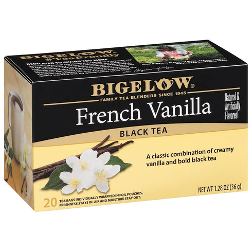 Bigelow French Vanilla Black Tea Bags, 20 Count Box (Pack of 6),