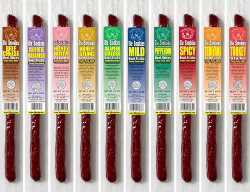15-Piece (15 packs) Buffalo Bills Beef Jerky & Beef Stick Sampler Black Velour Wine Gift Bag mixed