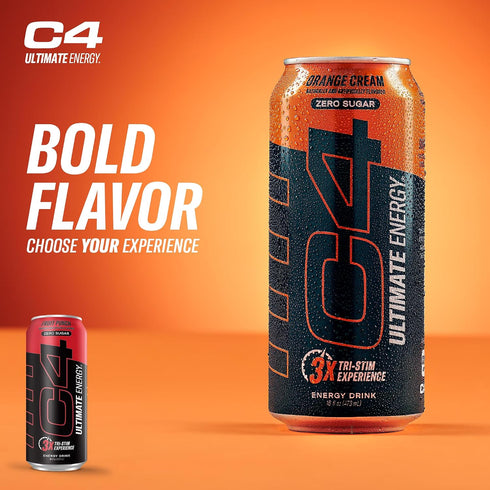 C4 300mg 16oz (Pack 12) Ultimate Zero Sugar Energy Drink, Tri-Stim Experience with Caffeine + TeaCrine + Dynamine