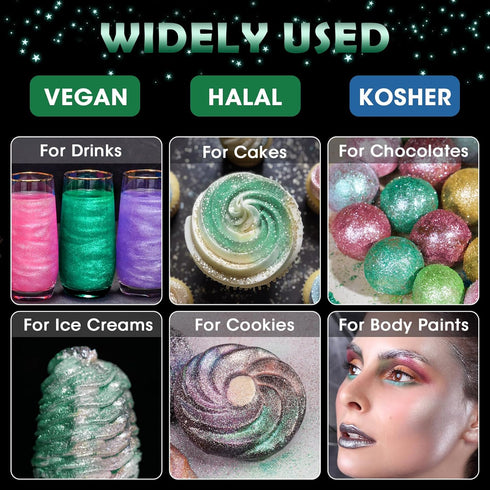 Glimmer Glimmery 0.35oz/10g) NiHome Edible Food-Grade Glitter Powder Luster Dust Metallic Fancy Food Decorating