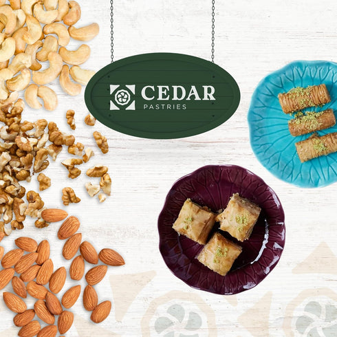 19 Cedar Pastries Piece Baklava Assortment Mediterranean Dessert Gift Box Pistachio, Cashew & Walnut Phyllo Pastries