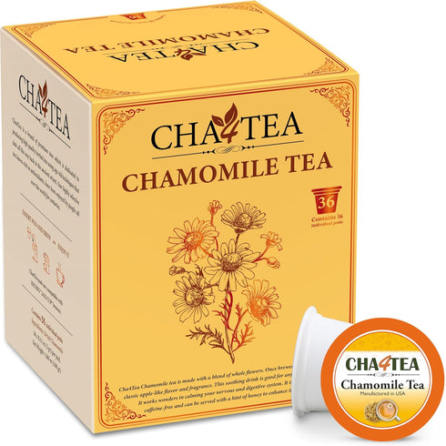 Cha4Tea 36-Count Pure Chamomile Herbal Tea Pods Compatible with Keurig Brewers -