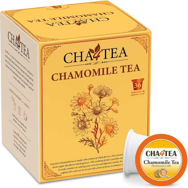 Cha4Tea 36-Count Pure Chamomile Herbal Tea Pods Compatible with Keurig Brewers -