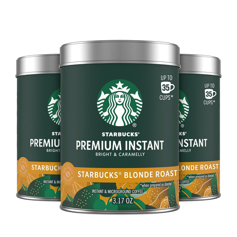 Starbucks Premium Instant Coffee, Starbucks Blonde Roast Coffee, Arabica Beans, Three 3.17