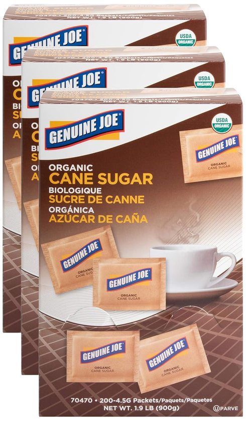 Genuine Joe-70470 Turbinado Natural Cane Sugar Packets - Brown (Pack of 3)