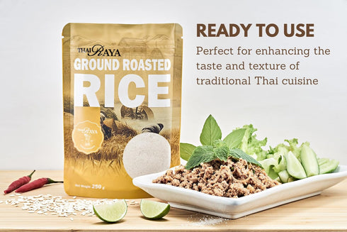 250 8.8 oz ThaiRaya Ground Roasted Rice (Khao kua), grams, Thai food ingredient Laab Namtok zip lock bag easy to store