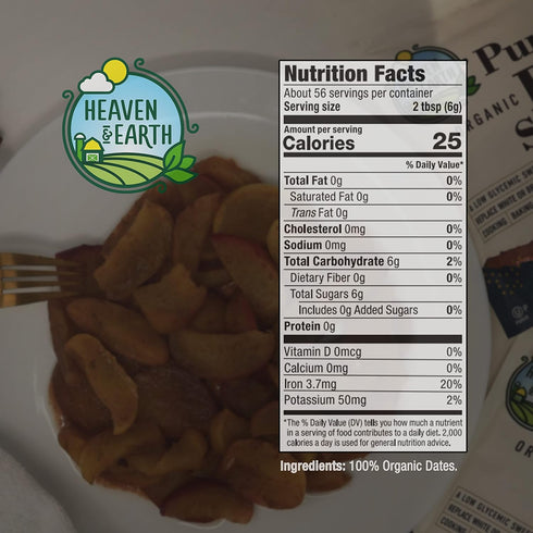 12oz (2 Pack) Heaven & Earth Pure Organic Date Sugar, Resealable Bag | Natural Sugar Alternative | Low Glycemic | Good