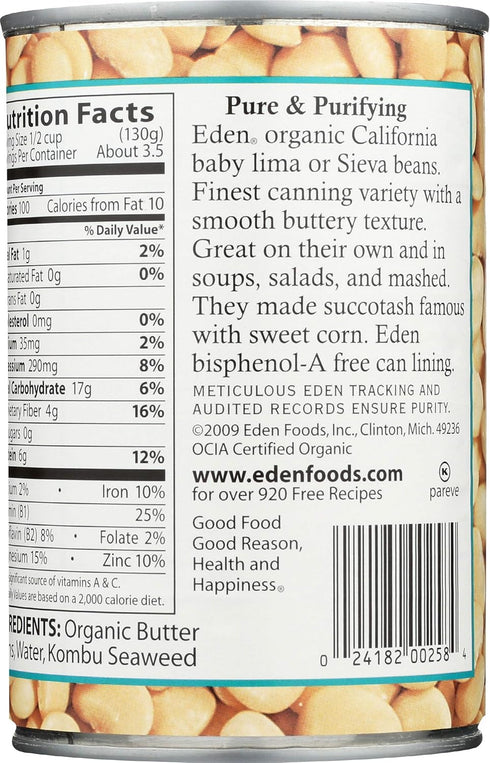 15 Eden Butter Beans, Ounces
