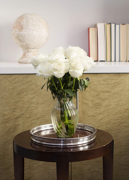 12 KaBloom - Bouquet of Fresh White Roses (Farm-Fresh, Long-Stem) - Fresh Flowers for Birthday, Valentine's & Mother's