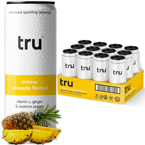 Tru Defense Seltzer, Sparkling Water with Vitamin C, Ginger Extract, Cayenne Pepper
