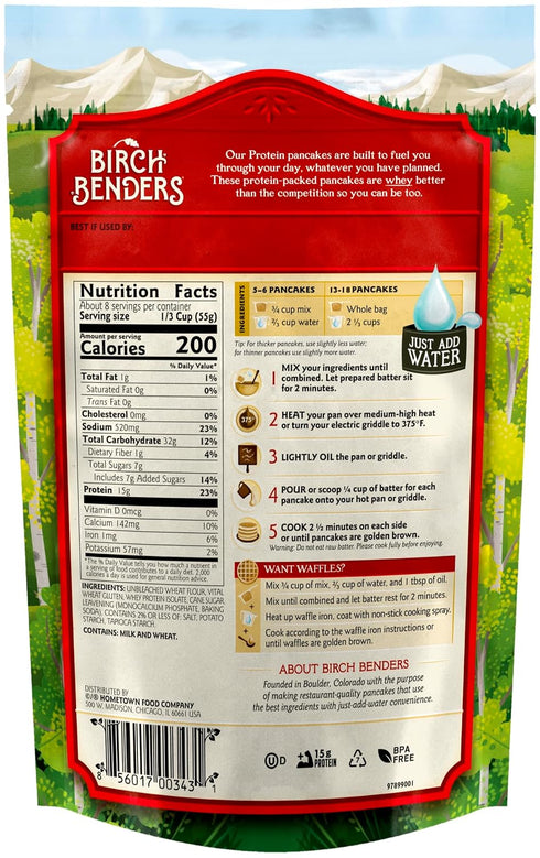 15 1 (Pack 3) Performance Protein Pancake and Waffle Mix with Whey Protein by Birch Benders, Grams Protein Per Serving