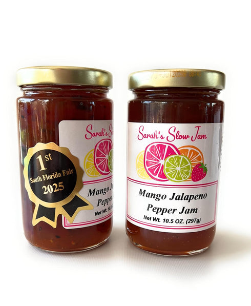 Mango Jalapeno Pepper Jam Taste the Tropics with our award-winning Mango Jalapeno Pepper Jam! No corn syrup. Vegan