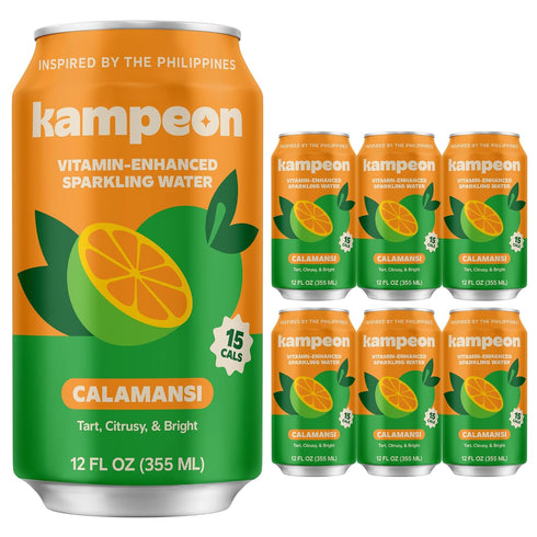 Kampeon Calamansi Filipino inspire sparkling water - 12oz Cans (6-Pack) - Filipino