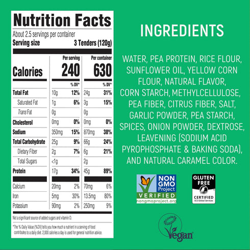 17g 8 11.3 Oz Switch Foods Plant-Based Chicken Tenders | Crispy High Protein Vegan Tenders | Soy, Gluten, GMO