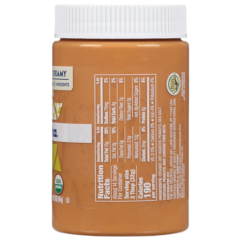 16 MaraNatha Organic Creamy Peanut Butter, Ounce Jar