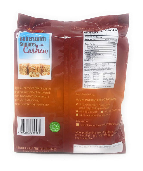 KEZATAAK 170g, 2 Pack Rgies Buterscotch Sqaures with Cashews