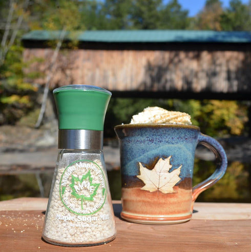 1.8oz Middle Maples Farm Vermont Organic Maple Sugar Mill, The Perfect Culinary Gift, Refillable Glass with Ceramic