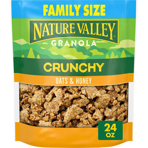 Nature Valley Crunchy Granola, Oats and Honey, Resealable Snack Pouch, Family Size,