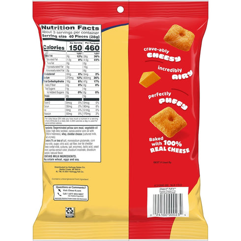 3oz 6ct Cheez-It Puff'd Double Cheese