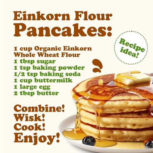 8 Food to Live Organic Einkorn Whole Wheat Flour, Ounces Finely Milled, Rich Fiber, Great for Baking Bread, Pizza