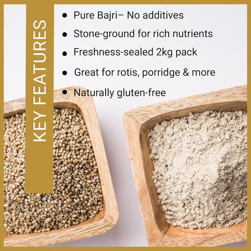 Jalpur 100% Stone Ground Millet Flour (Bajri) - Natural