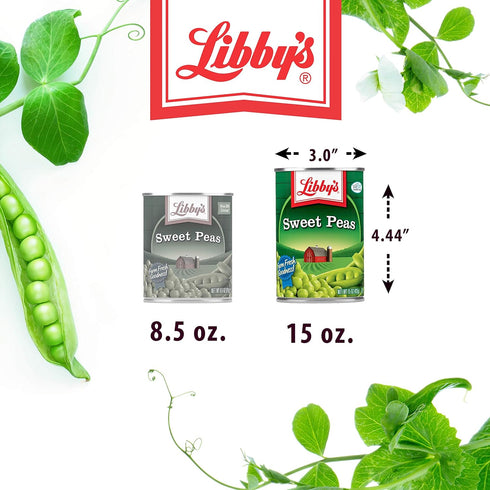 15 (Pack 12) Libby's Sweet Peas Cans, Ounce
