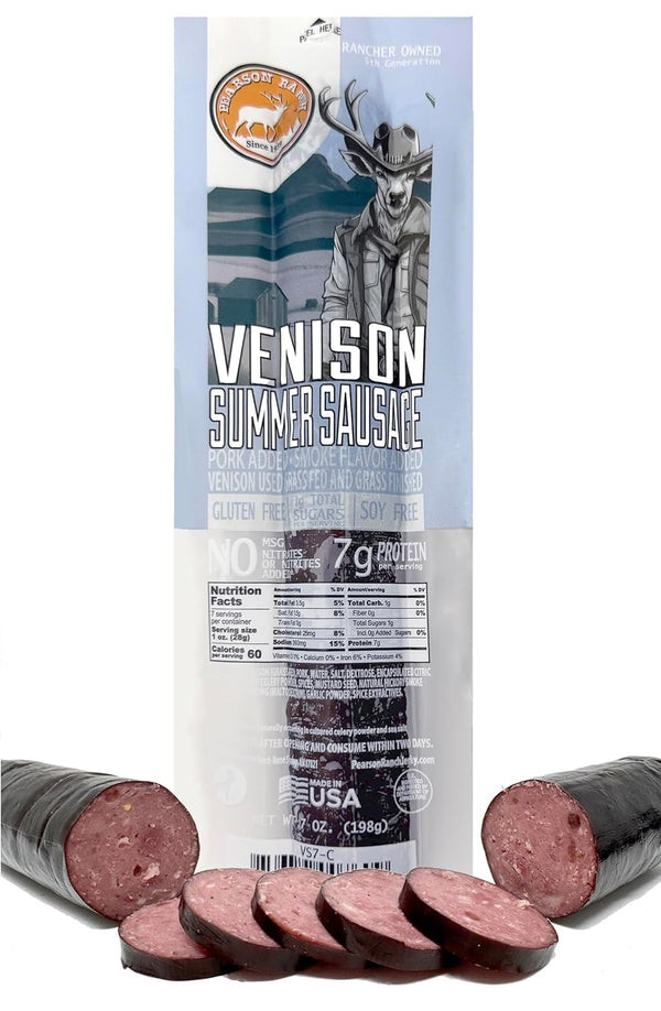 PEARSON RANCH Venison Wild Game Summer Sausage 7 Ounce Stick of Venison
