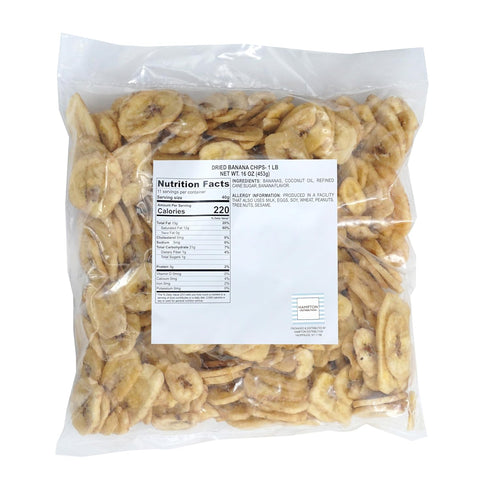 1 Dried Banana Chips, Pound Bag Banana Chips, Dried Fruit, Dehydrated Bananas, The Hampton Popcorn & Candy Company