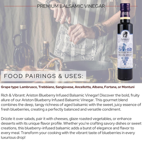8.45 oz (250ml) Ariston "The Very Best" Premium Balsamic Vinegar Barrel Aged, Gourmet Quality, Product of Italy Vegan