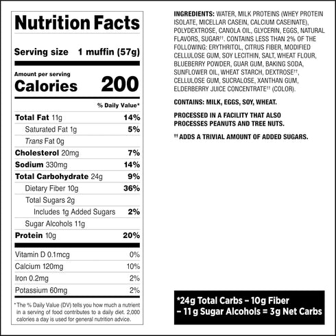 10g 3g 2g 4 Count Quest Nutrition Blueberry Muffin, Protein, Net Carb, Sugar, Protein Snack